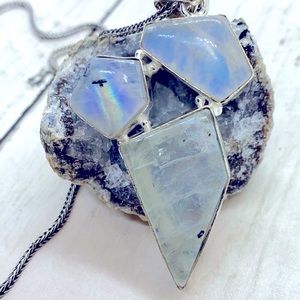 ✨Chunky Cosmic Rainbow Moonstone Necklace 🌈